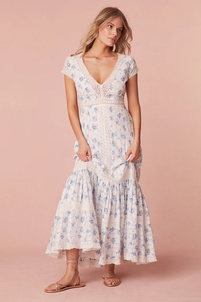 Vermella Cotton V-Neck Maxi Dress | LoveShackFancy