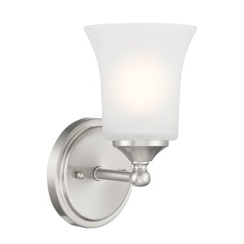 Designers Fountain Bronson 5.25-in W 1-Light Brushed Nickel Transitional Wall Sconce | Lowe's