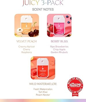 Touchland Power Mist Hydrating Hand Sanitizer Spray, JUICY 3-Pack (Watermelon, Peach, Berry), 500... | Amazon (US)