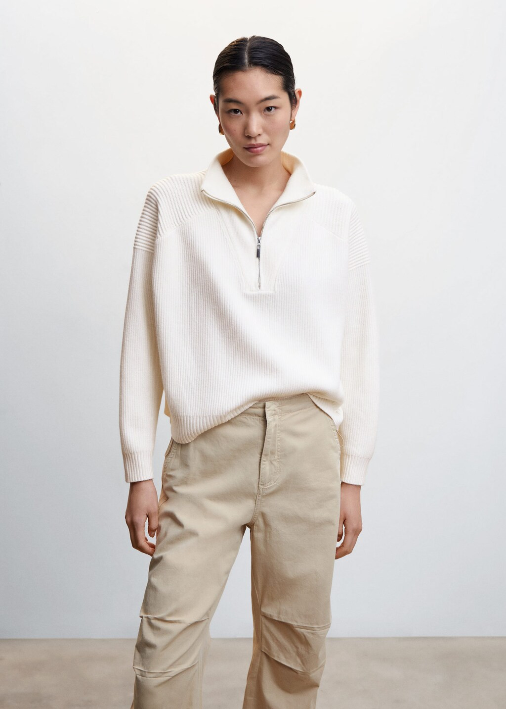 High neck sweater with zip -  Women | Mango USA | MANGO (US)