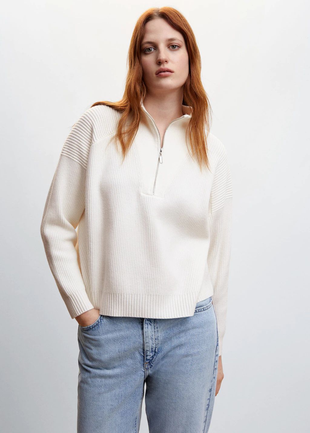 High neck sweater with zip -  Women | Mango USA | MANGO (US)