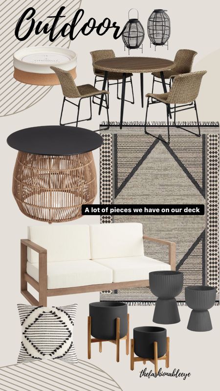 Outdoor deck and patio décor furniture- this is my favorite black, beige and tan outdoor rug.  Outdoor design and décor ideas 

#LTKSeasonal #LTKfamily #LTKhome