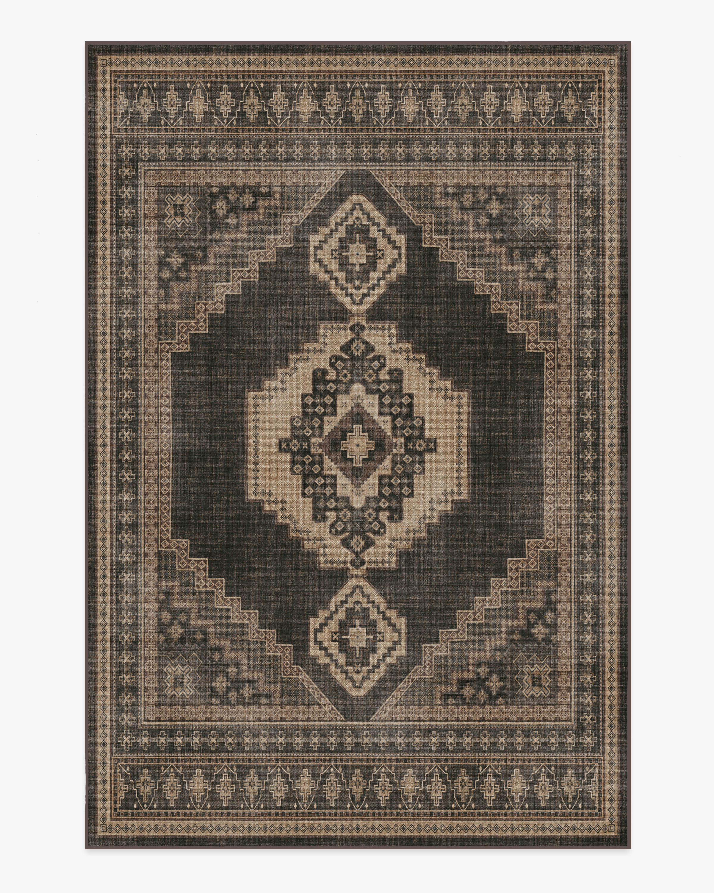 Rayne Charcoal & Tan Rug | Ruggable US | Ruggable