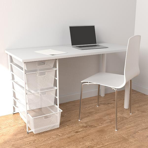 Elfa White Desk with Drawers | The Container Store