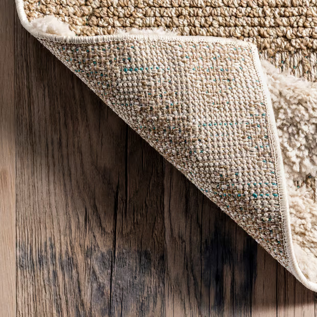 Beige Mandy Textured Geometric 6' 7" x 9' Area Rug | Rugs USA