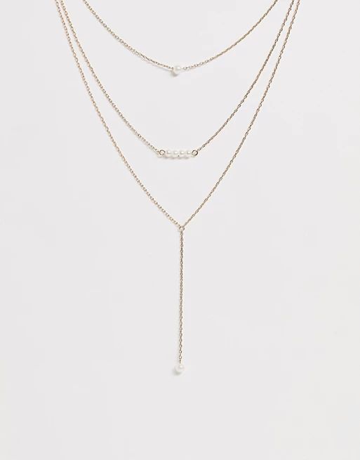 Johnny Loves Rosie triple layered necklace in gold | ASOS US