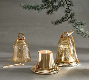 Cut Glass Bell Candle - Winter Spruce | Pottery Barn CA