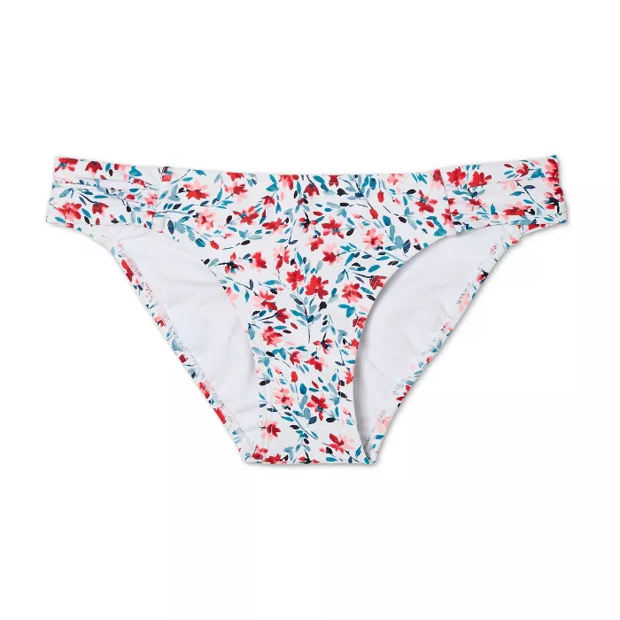 Women's Side Tab Hipster Bikini Bottom - Xhilaration™ White Floral | Target