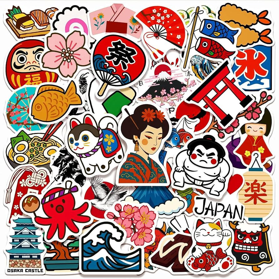 Japan Travel Stickers 50 Pcs Vinyl Waterproof Decal for Laptop Water Bottle Phone Car Window Bike... | Amazon (US)