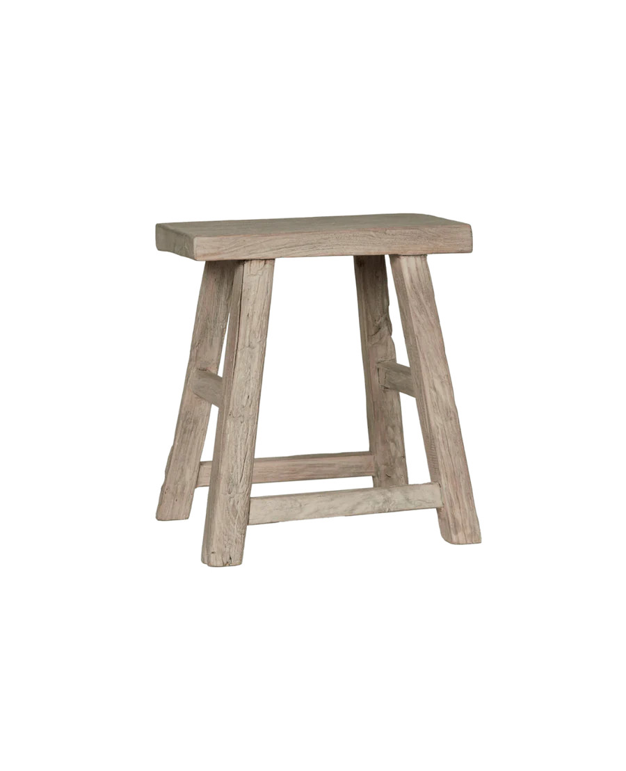 Olive Ateliers Reclaimed Elm Wood Stool - White Wash from China | Olive Ateliers