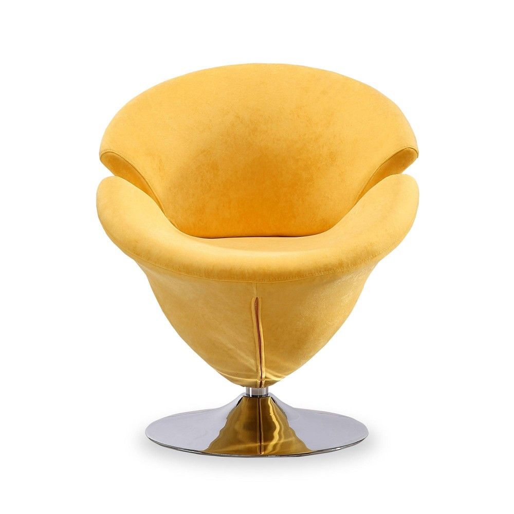 Tulip Velvet Swivel Accent Chair Yellow - Manhattan Comfort | Target