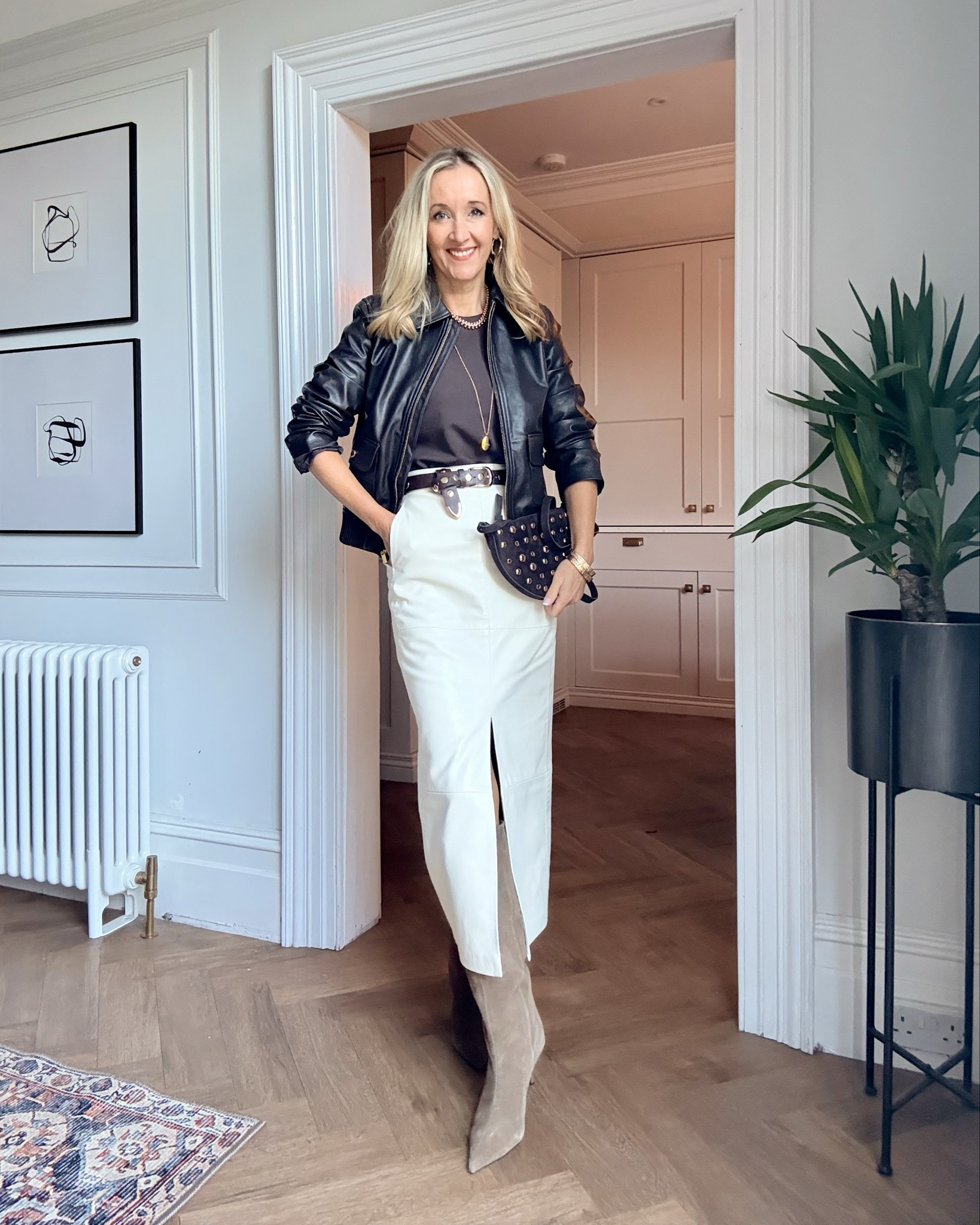 Double leather for a dinner out look.  Mixing colours makes this work and add texture with suede 

#LTKuk #LTKwinter #LTKover50style