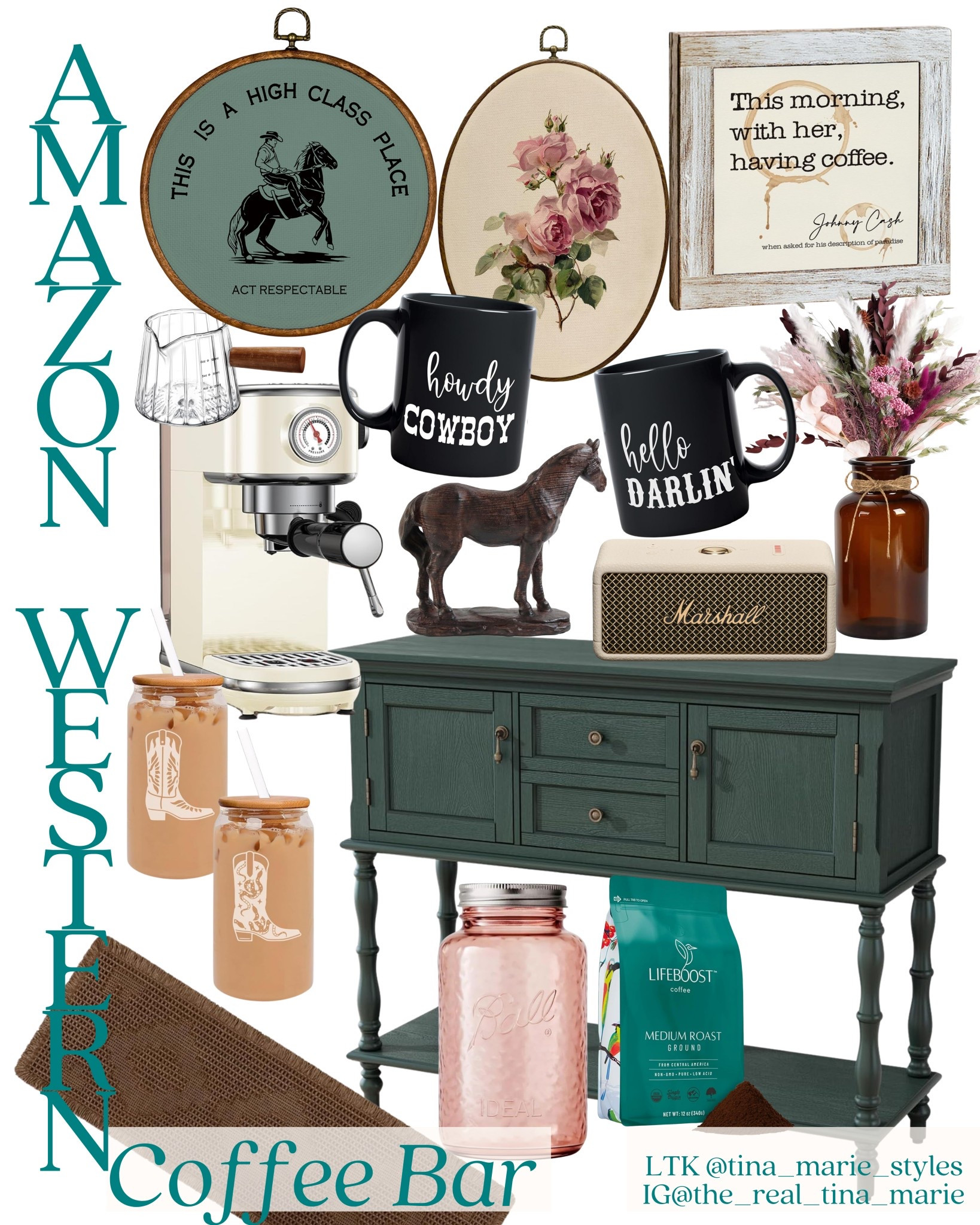 Slow mornings, this western decor & good coffee could make any country girl excited to wake up 🤎☕️

Try these picks to put together the perfect country coffee bar. 

#WesternHome #CoffeeBar #HomeInspo 