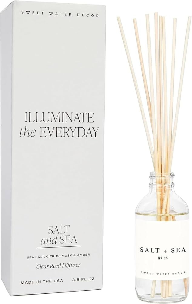 Sweet Water Decor Salt & Sea Reed Diffuser Set - Sea Salt Citrus & Musk Amber Scent Diffuser - Re... | Amazon (US)