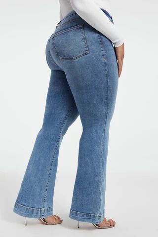 Good Legs Flare Jeans Indigo445 High Rise Skinny Jeans, Plus Size 15 Plus | Good American