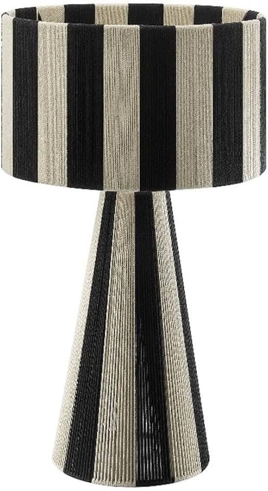 Modway Renae Vintage Modern Cotton Thread Table Lamp in Black - Unique Retro Boho Accent Lamp with Metal Base and Evenly Spaced Striped Design - Amazon.com | Amazon (US)