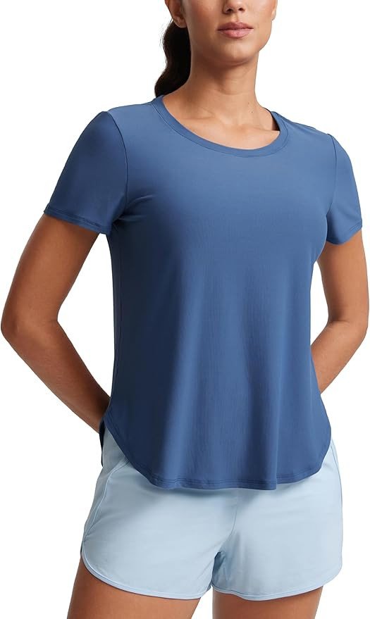 CRZ YOGA Cloudweight Workout Tops for Women Lightweight Athletic Short Sleeve Shirts Gym Running ... | Amazon (US)