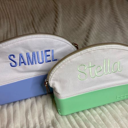 Personalized toiletry bags? Yes please!

I LOVE these cosmetic bags with a rubber base so they don’t get everything wet inside 😍🩵

Tip: find a local embroidery company on Facebook to customize them with your cuties names.

#LTKkids #LTKtravel #LTKfamily