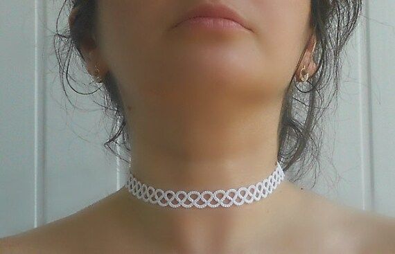 White  choker necklace,  tatted choker necklace , tatting jewelry | Etsy (US)