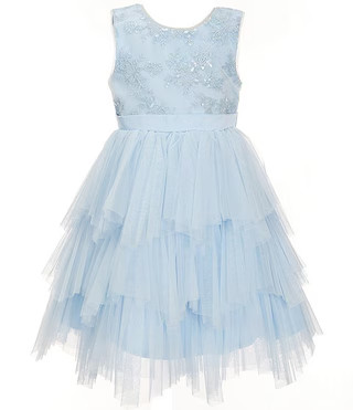 Little Girls Sleeveless Lace-Bodice/Ombre High-Low-Hem Skirted Fit-And-Flare Dress | Dillard's