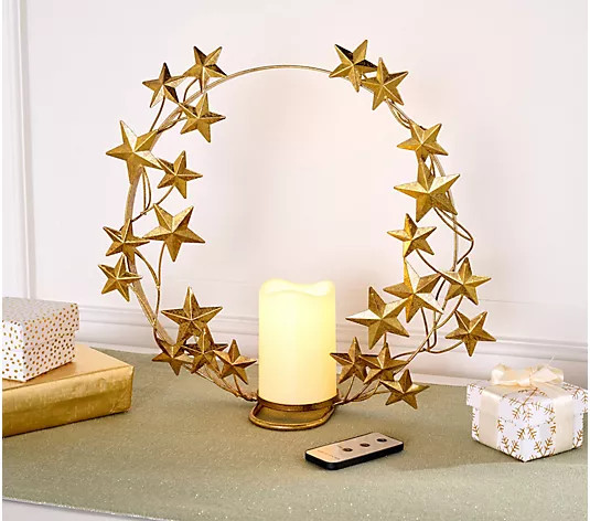 Cozy Cottage by Liz Marie Star Wreath Candle Holder - QVC.com | QVC