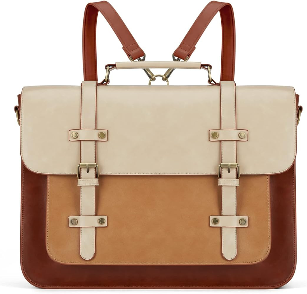 ECOSUSI Messenger Bag for Women Briefcase Backpack 15.6 inch Laptop Work Bag PU Leather Satchel Bags | Amazon (US)