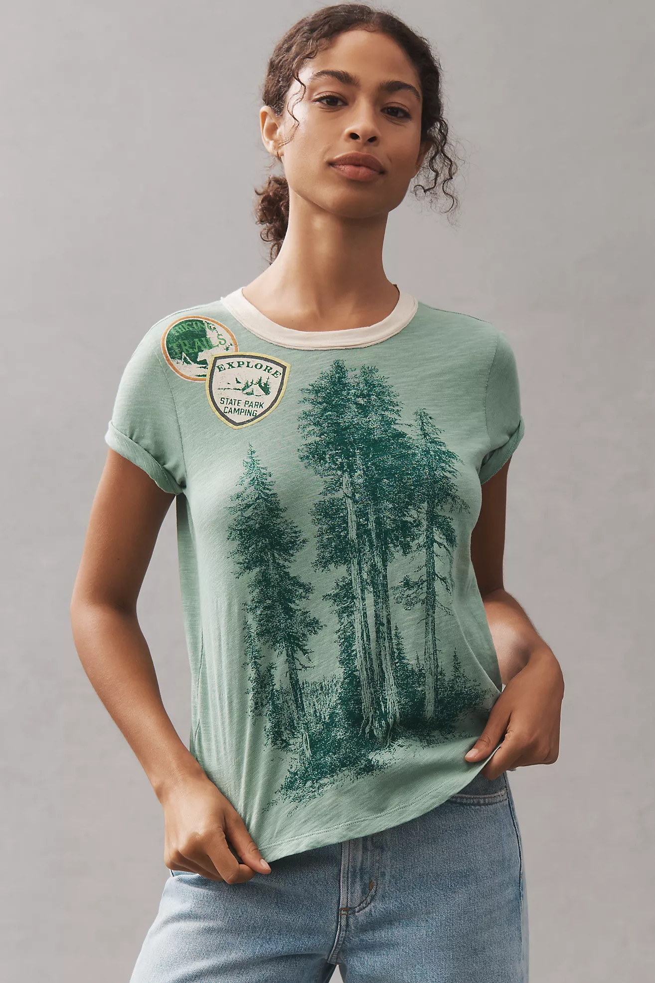 Pilcro Cotton Graphic Ringer Tee | Anthropologie (US)