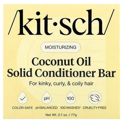 Kitsch, Coconut Oil Moisturizing Solid Conditioner Bar, For Kinky, Curly, & Coily Hair, Salted Almond & Driftwood, 2.7 oz (77 g) | iHerb