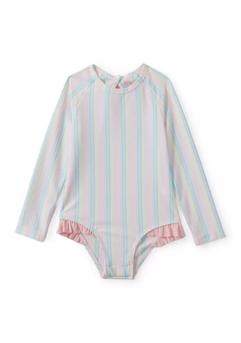 Toddler Girls Ruffle Bow Rash Guard One Piece Swimsuit | Belk