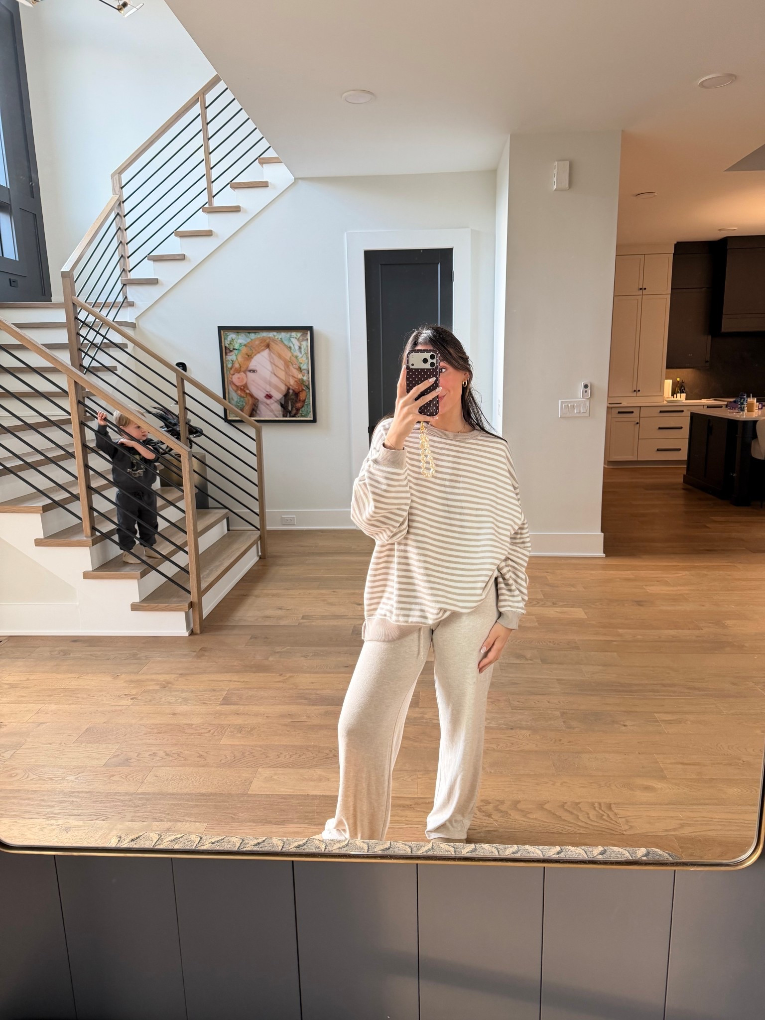 Small top and small pants! Sooooo comfy!!! 