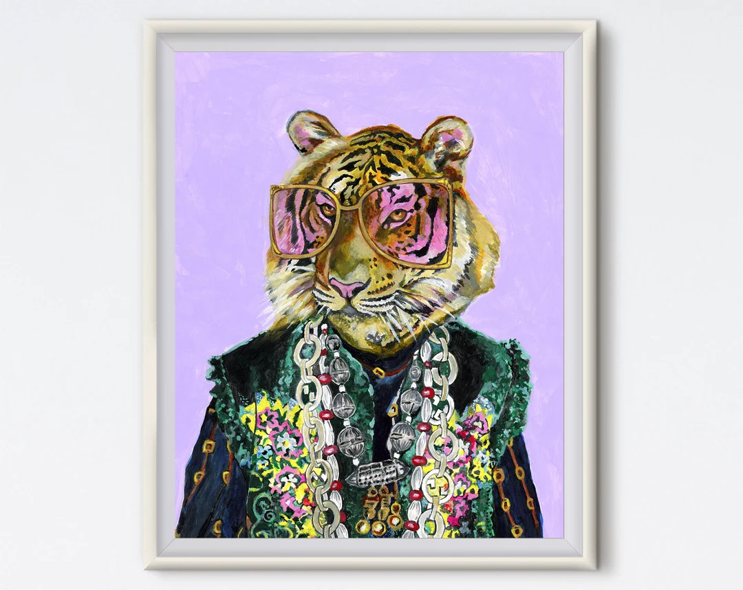 Bengal Tiger Tiger Painting Fashion Print Canvas Art - Etsy | Etsy (US)