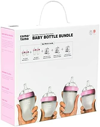 Comotomo Baby Bottle Bundle, Pink, (7 Piece Set) | Amazon (US)