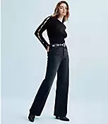 Rivete Fresh Cut High Rise Wide Leg Jeans in Noir Wash | LOFT