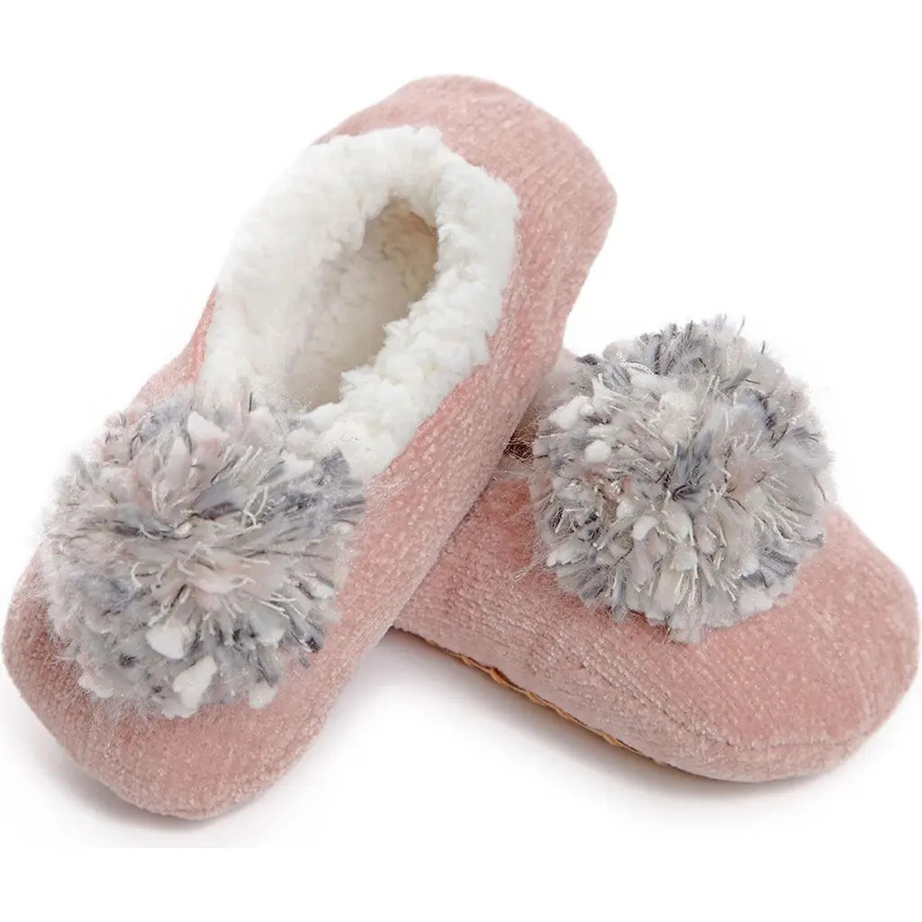 MeMoi Plush Pompom Chenille Slipper Socks in Pink at Nordstrom, Size Small | Nordstrom