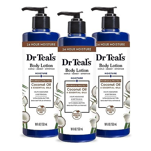 Dr Teal's 24 Hour Moisture+ Body Lotion, Coconut Oil & Essential Oils, 18 fl oz (Pack of 3) | Amazon (US)