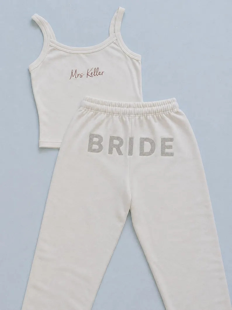 Bride Sweat Set Gift, Mrs Tank Joggers, Mrs. Set, Bridal Sweatsuit Loungewear, Bachelorette Outfi... | Etsy (Global)