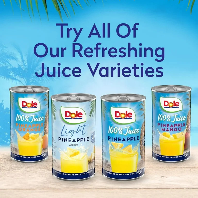 Dole All Natural 100% Pineapple Juice Can, 6 fl oz (6 Count) | Walmart (US)