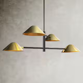 Gainell 4-Light Modern Industrial Gold Linear Sputnik Chandelier for Dining Room/Living Room | The Home Depot