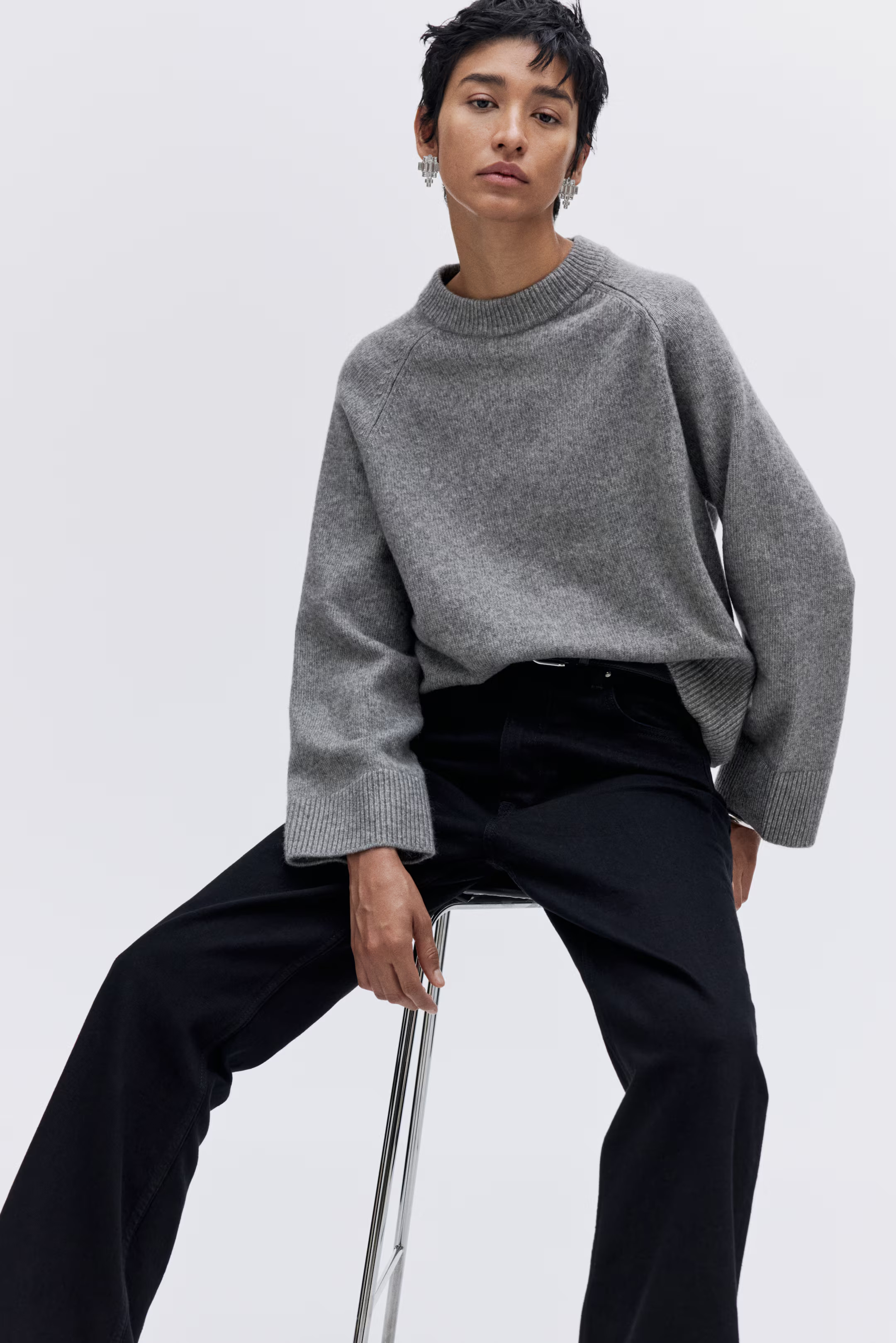 Loose-fit jumper - Dark brown - Ladies | H&M GB | H&M (UK, MY, IN, SG, PH, TW, HK)