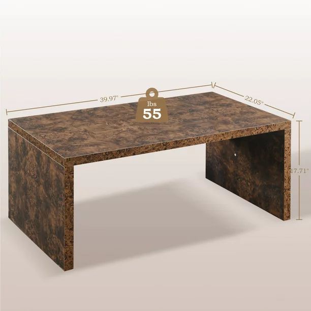 Omni House Industrial Coffee Table with Faux Glossy Walnut Wood Burl Veneers for Living Room | Walmart (US)