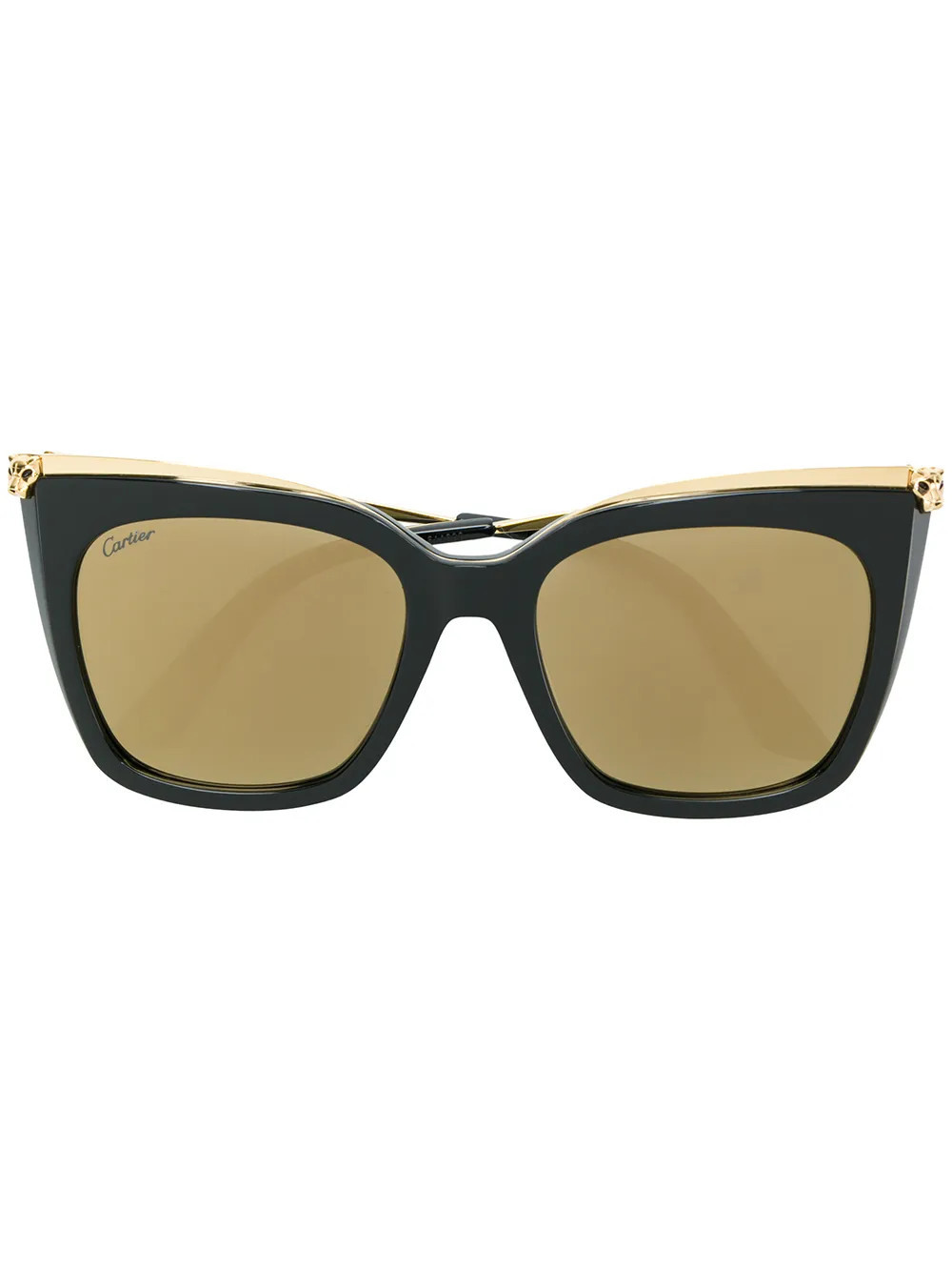 Cartier Eyewear panther head oversized sunglasses - Black | Farfetch Global