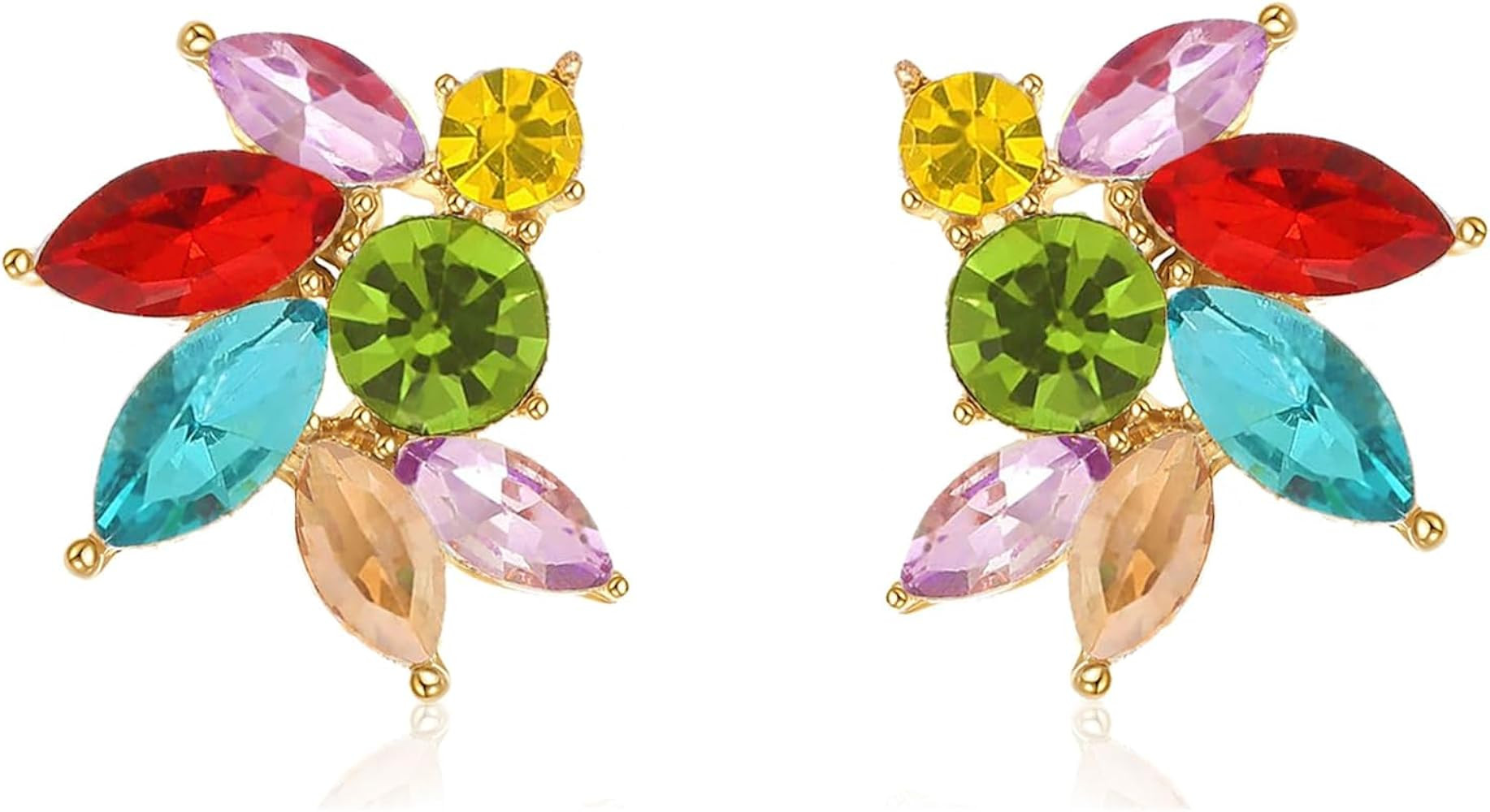 Rhinestone Cluster Stud Earrings Elegant Small Marquise Crystal Wedding Earrings for Brides Bride... | Amazon (US)