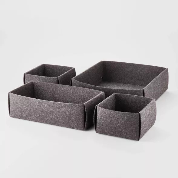 Set of 4 Collapsible Felt Drawer Organizers - Brightroom™ | Target