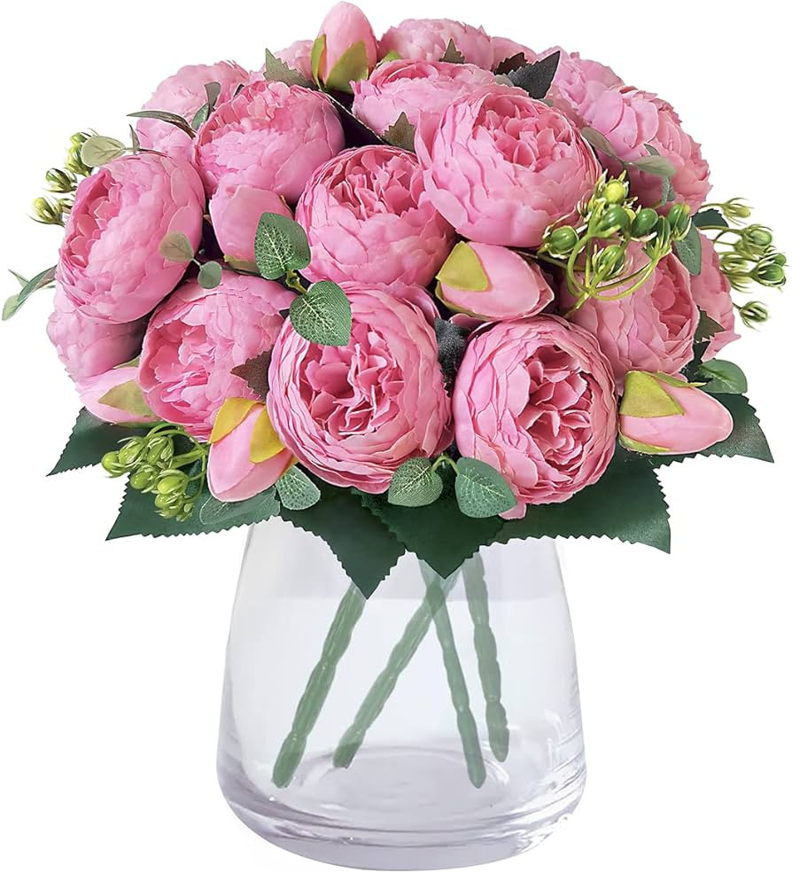 4 Bunches Peonies Artificial Flowers Bouquets 20 Heads Silk Peonies Fake Flowers for Home Window ... | Amazon (US)