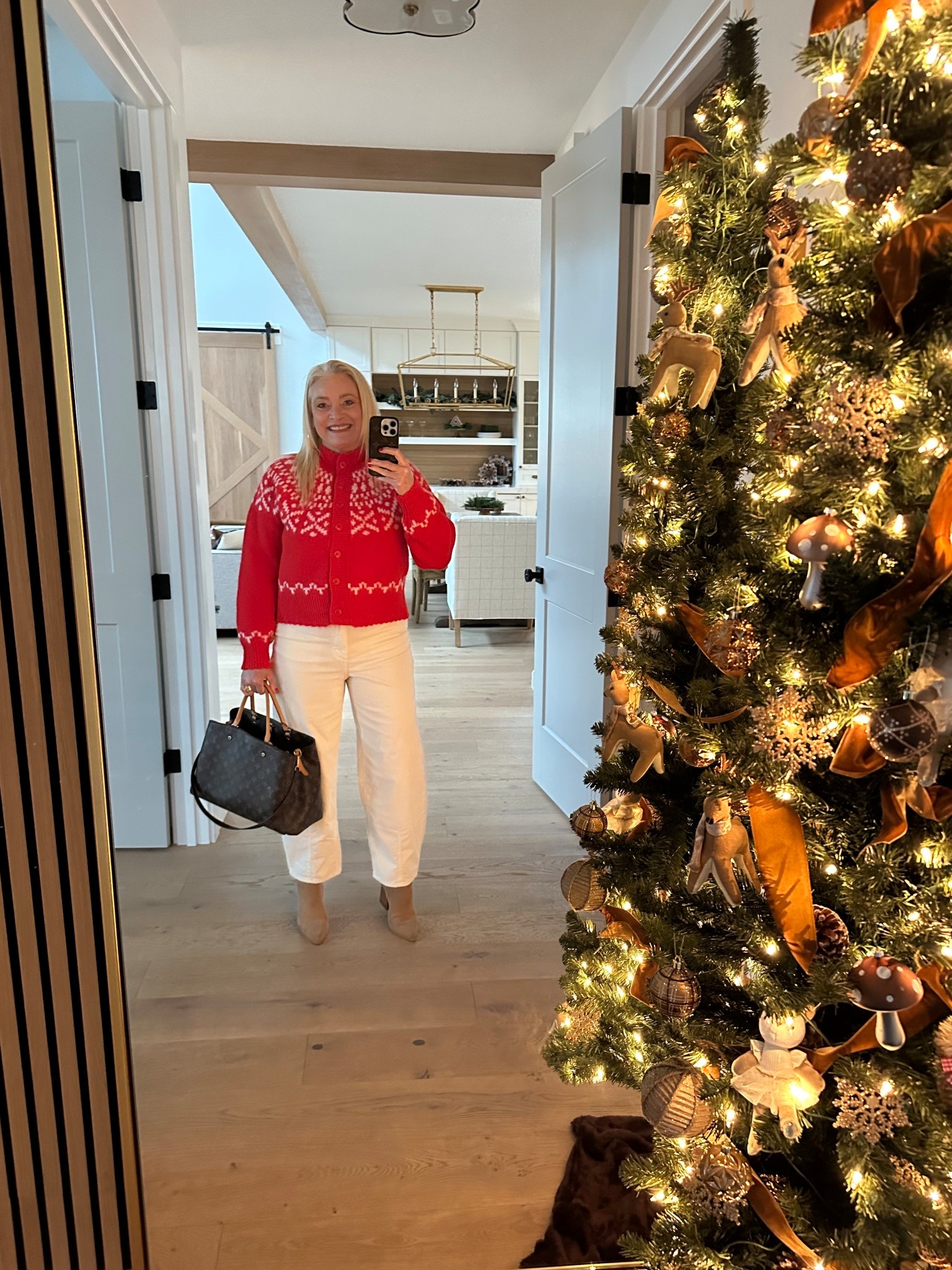 Outfit for Holiday Wine Tasting 🍷 
I felt festive in my Merriment Sweater + cream Corduroy Barrel Jeans. 

#LTKHoliday #LTKmomlife #LTKSeasonal