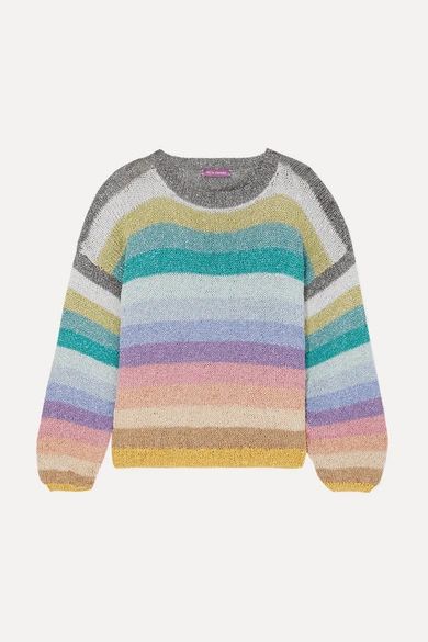 Metallic striped knitted sweater | NET-A-PORTER (US)