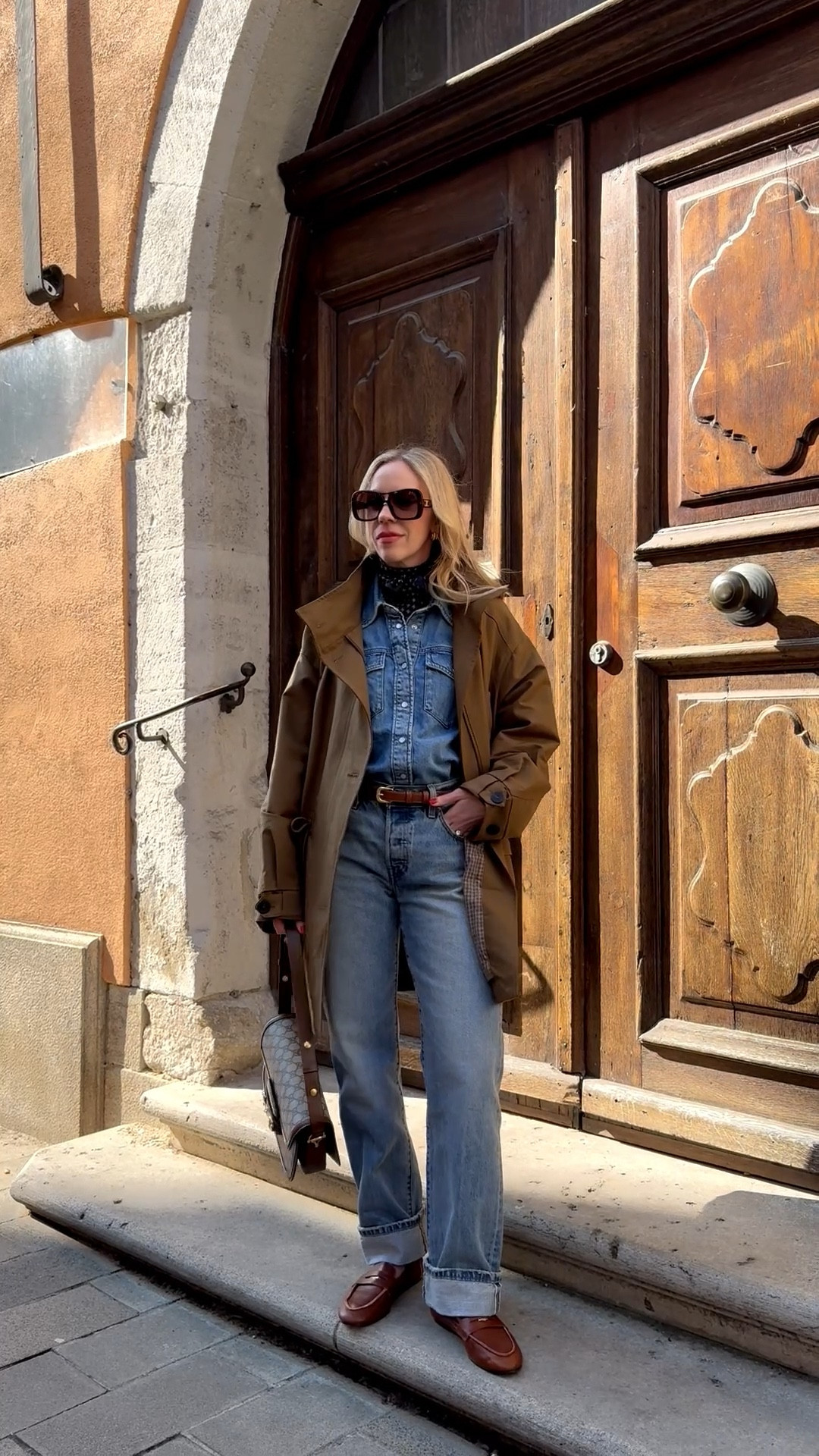 Spring outfit, travel look, @Zara utility jacket, all denim outfit, @Levi's cuffed baggy 90’s jeans, leather loafers, Gucci bag 

#LTKOver40 #LTKSeasonal #LTKTravel