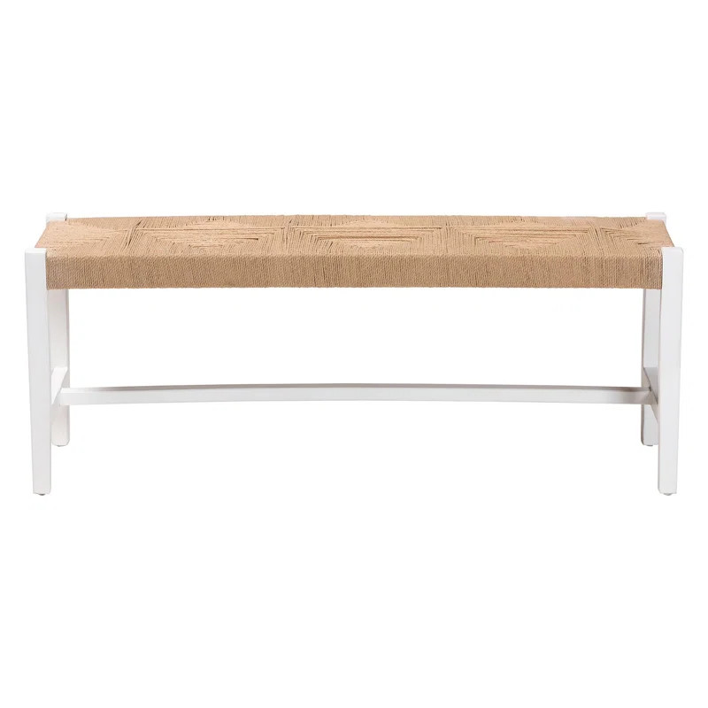 Bali & Pari Prita Woven Paper Loom Bench With Mahogany Wood Frame - Handcrafted Accent Seating Fo... | Wayfair North America