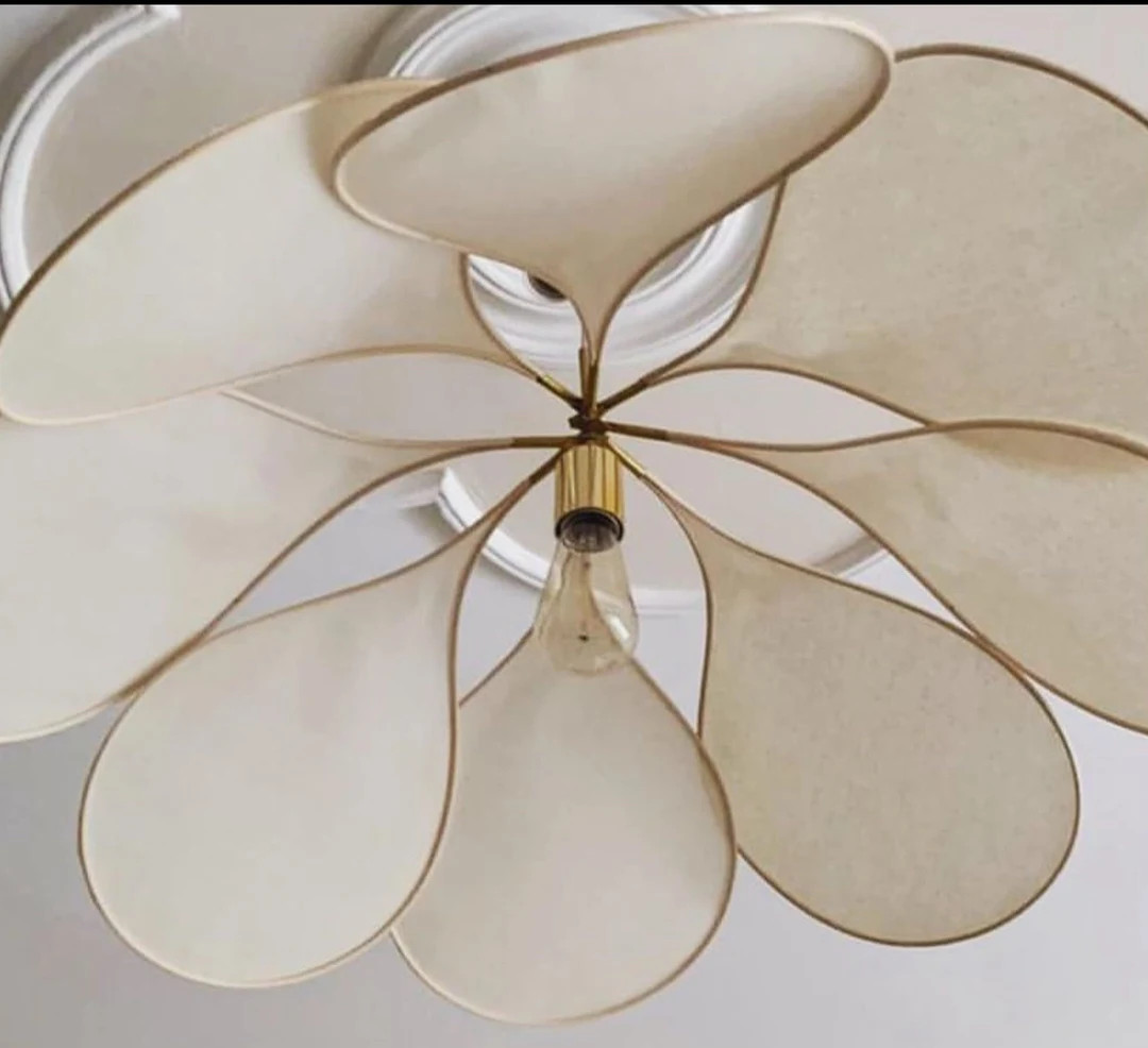 Petal Lamp, Pendant Light, Dining Room Light Fixtures, Rattan Chandelier, Flower Chandelier, Nord... | Etsy (US)