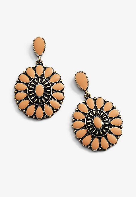 Geo Flower Drop Earrings | Maurices